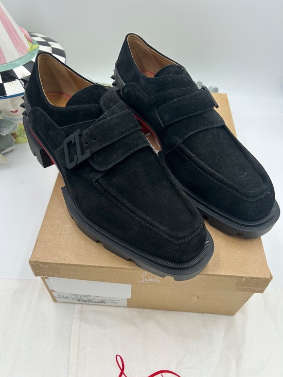 ****************Men’s Christian Louboutin Suede Lug Sole Loafers. Size 45/12 US. main image 7